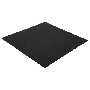 Verbindbare Gummimatte Connect ST 100×100 cm mit Noppen, schwarz – isometrische Ansicht
