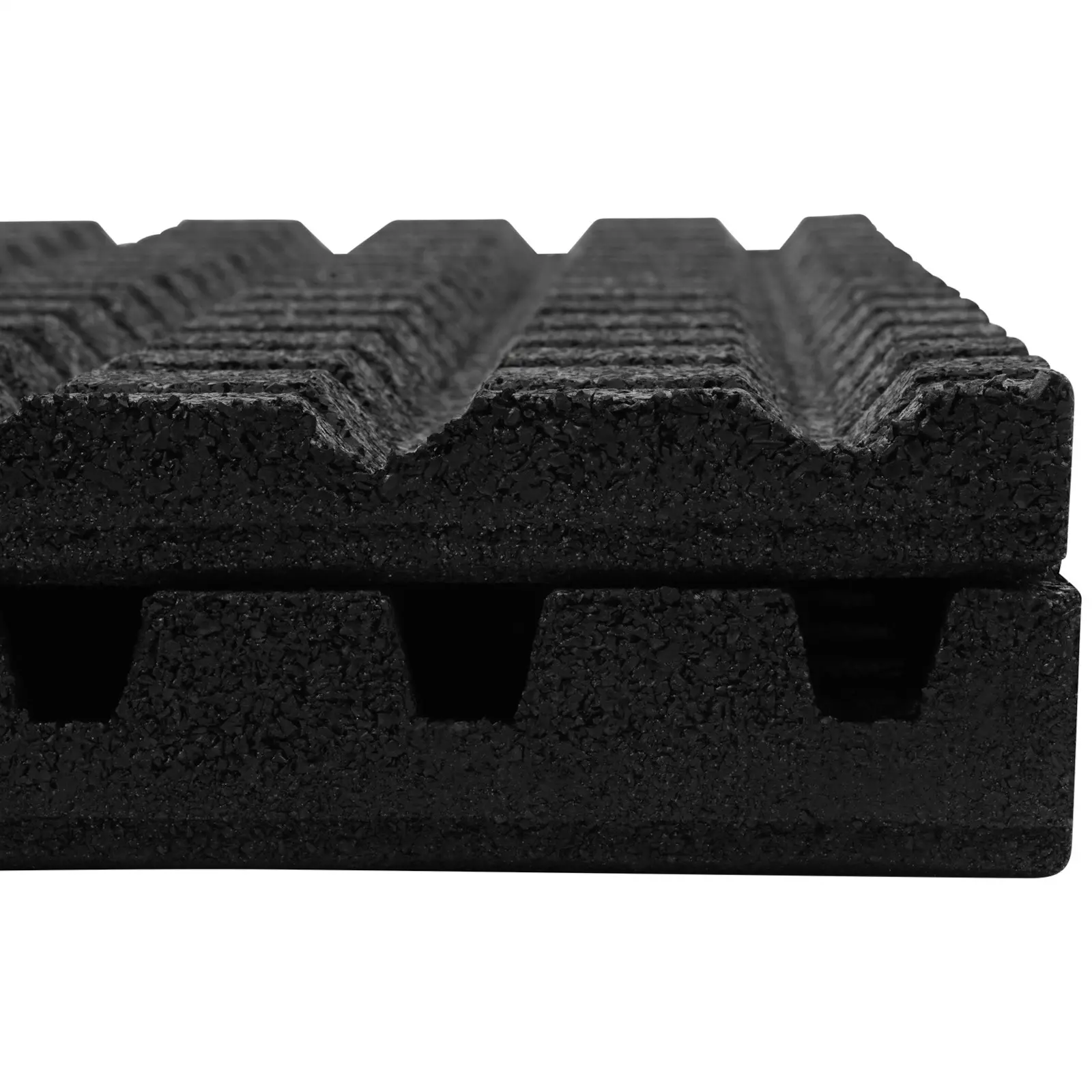 Vergleich der Plattenstärke zweier Antishock 100x100 Gummi-Bodenmatten