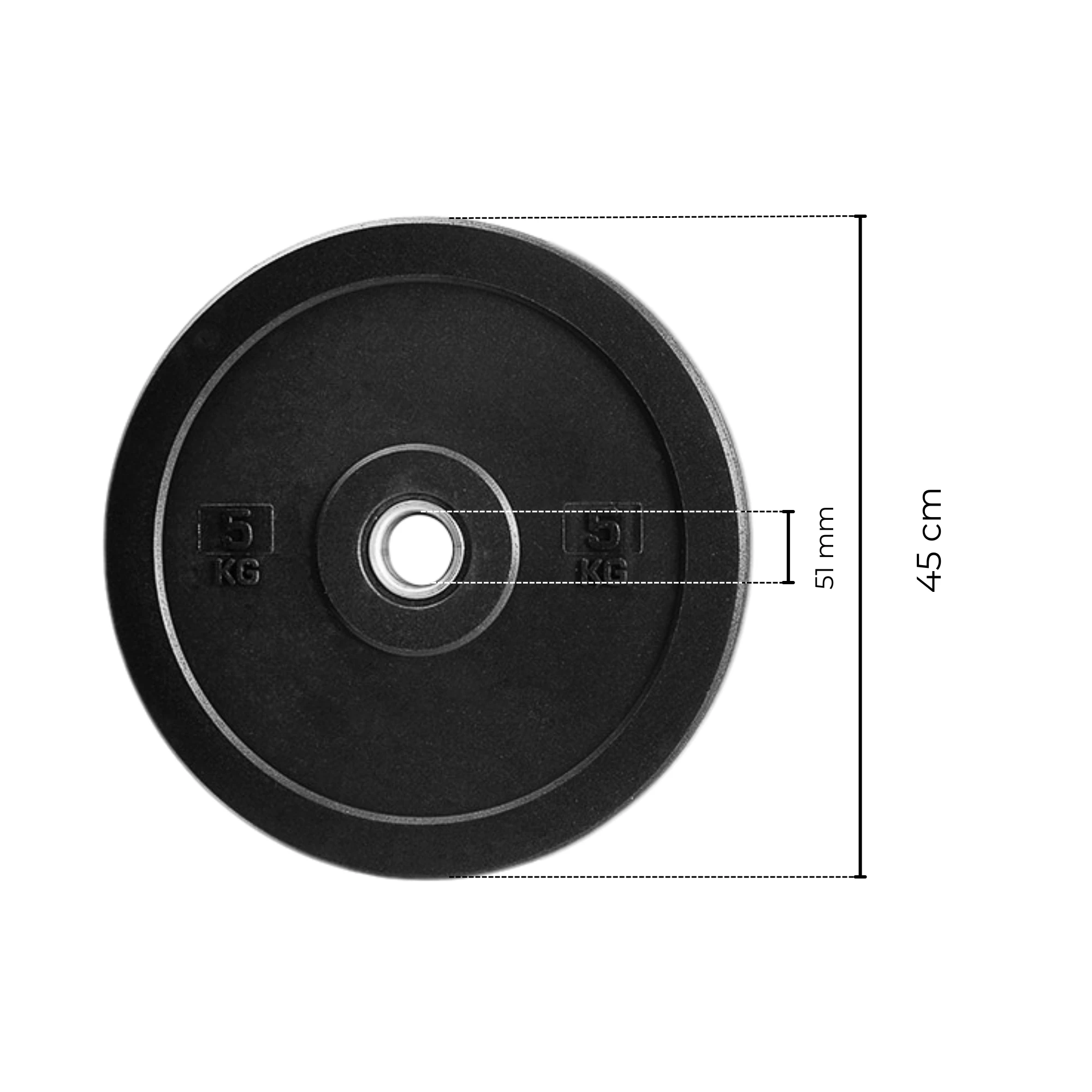 Technische Zeichnung des Essential Bumpers 5kg mit Maßen