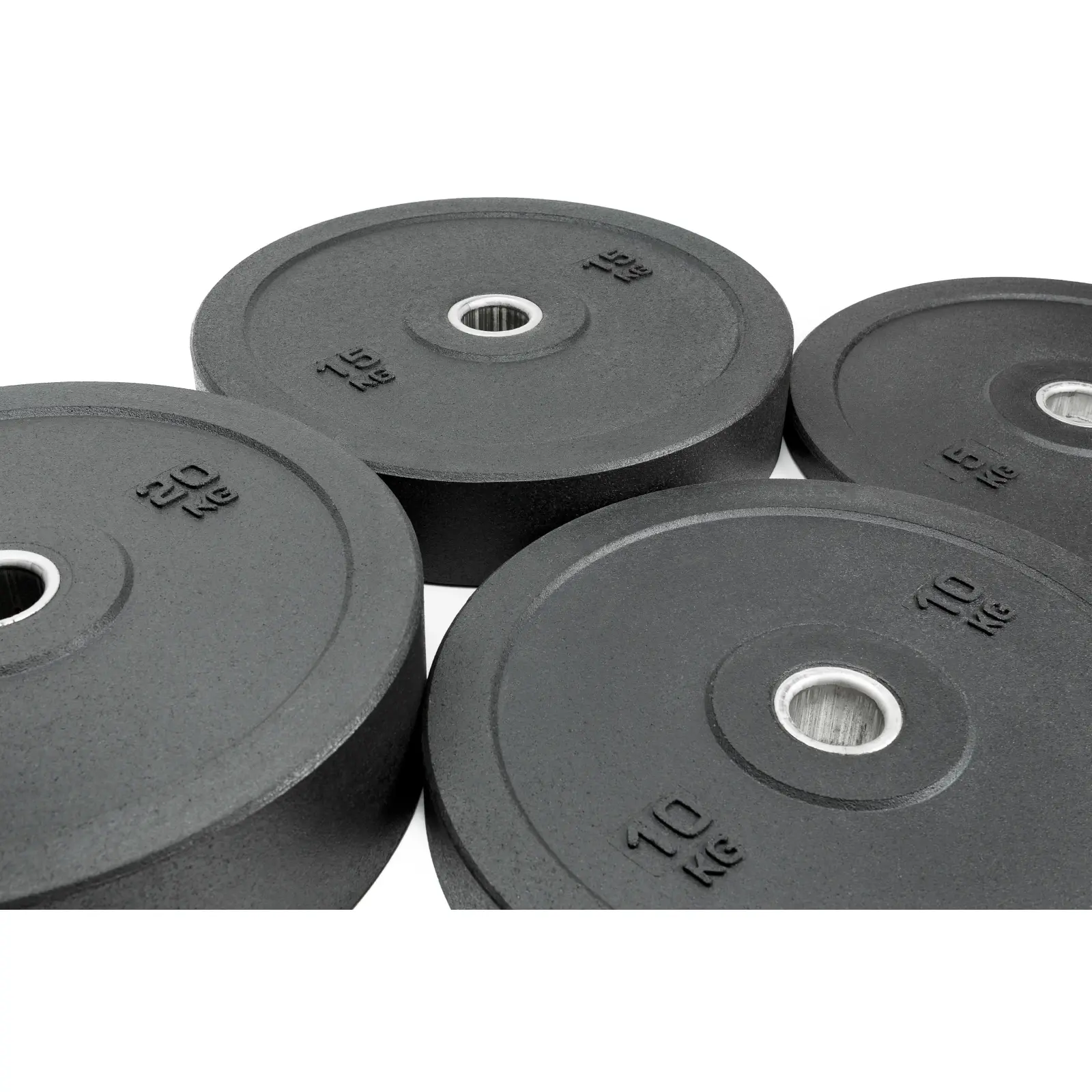 Olympia-Gewichte Bumper Essential nebeneinander gelegt