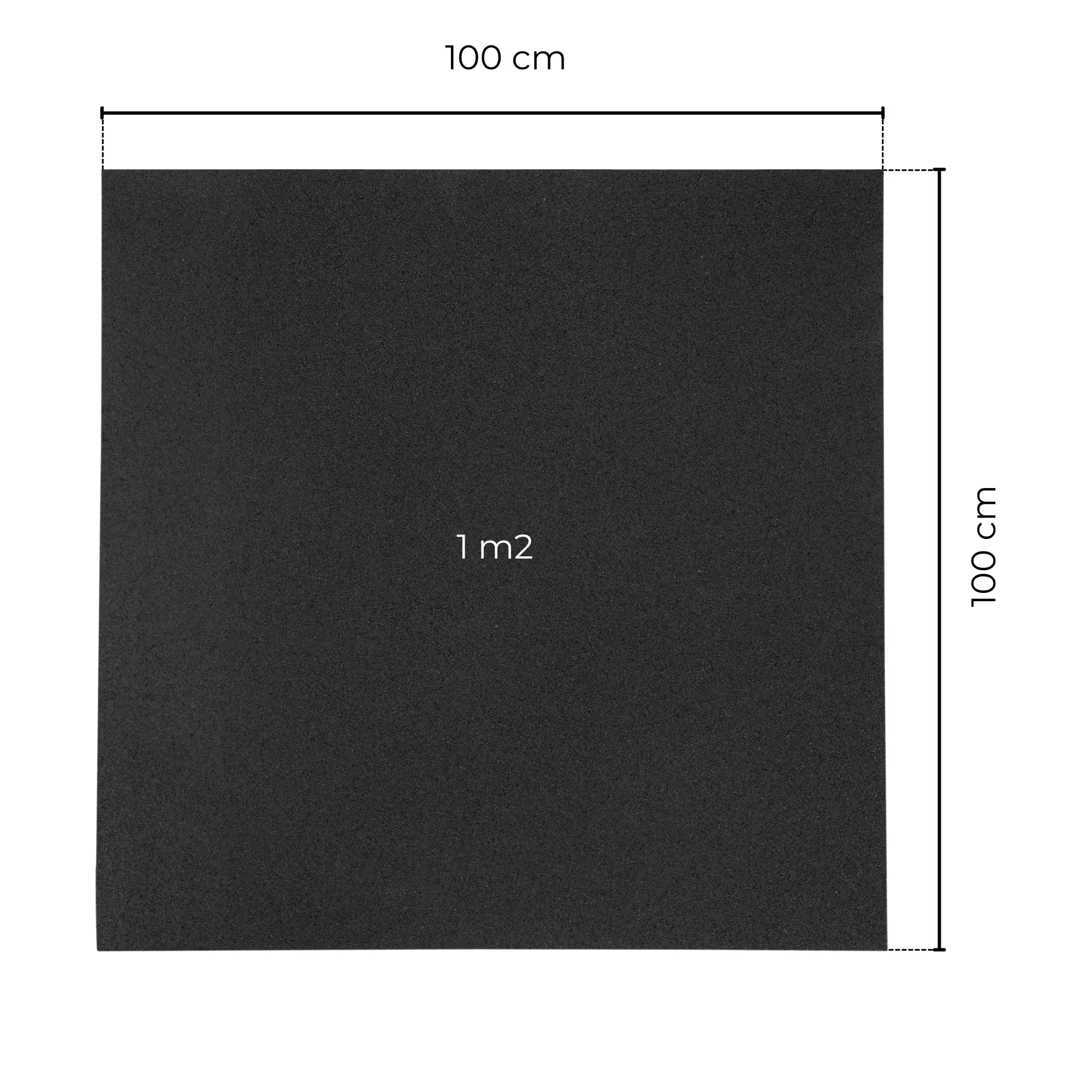 Technische Zeichnung der Gym Square Elevate 100x100 cm Fitnessmatte mit Maßen
