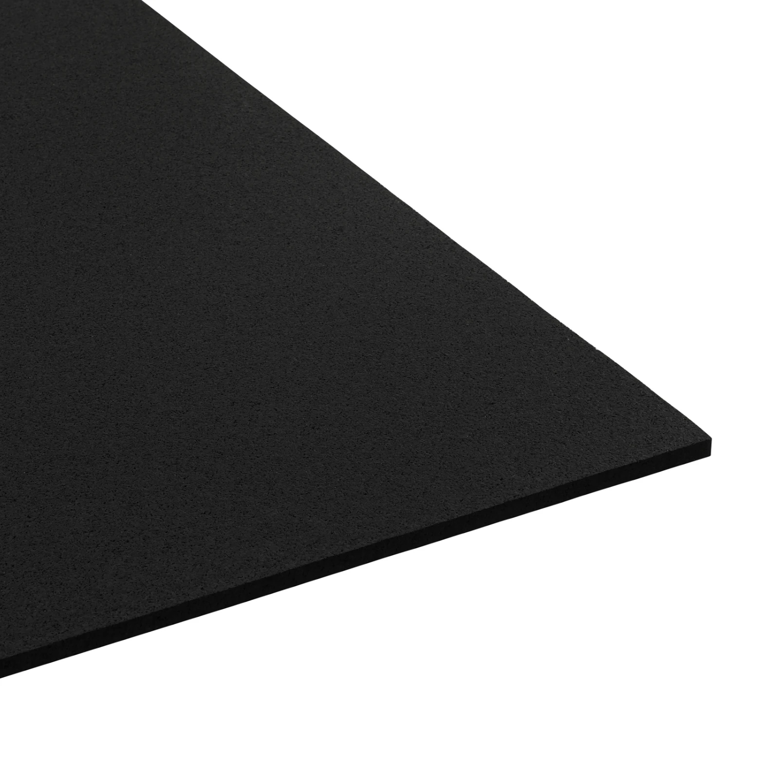 Nahaufnahme der Ecke der schwarzen Gummimatte PRO Quadrat