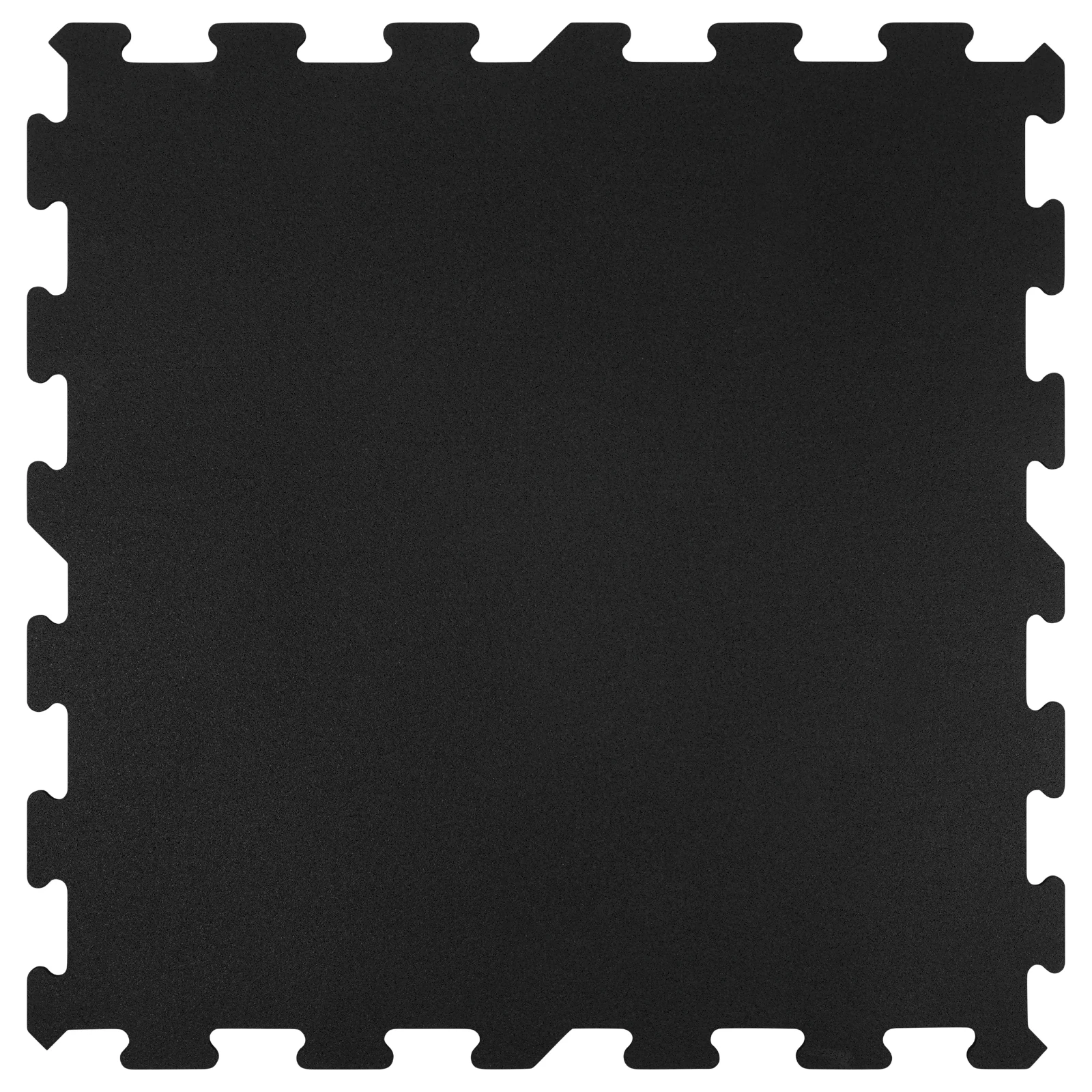 Rückansicht von oben: schwarze professionelle Gummi-Puzzlematte PRO Puzzle 102x102 cm für Übungen und Geräte im Gym