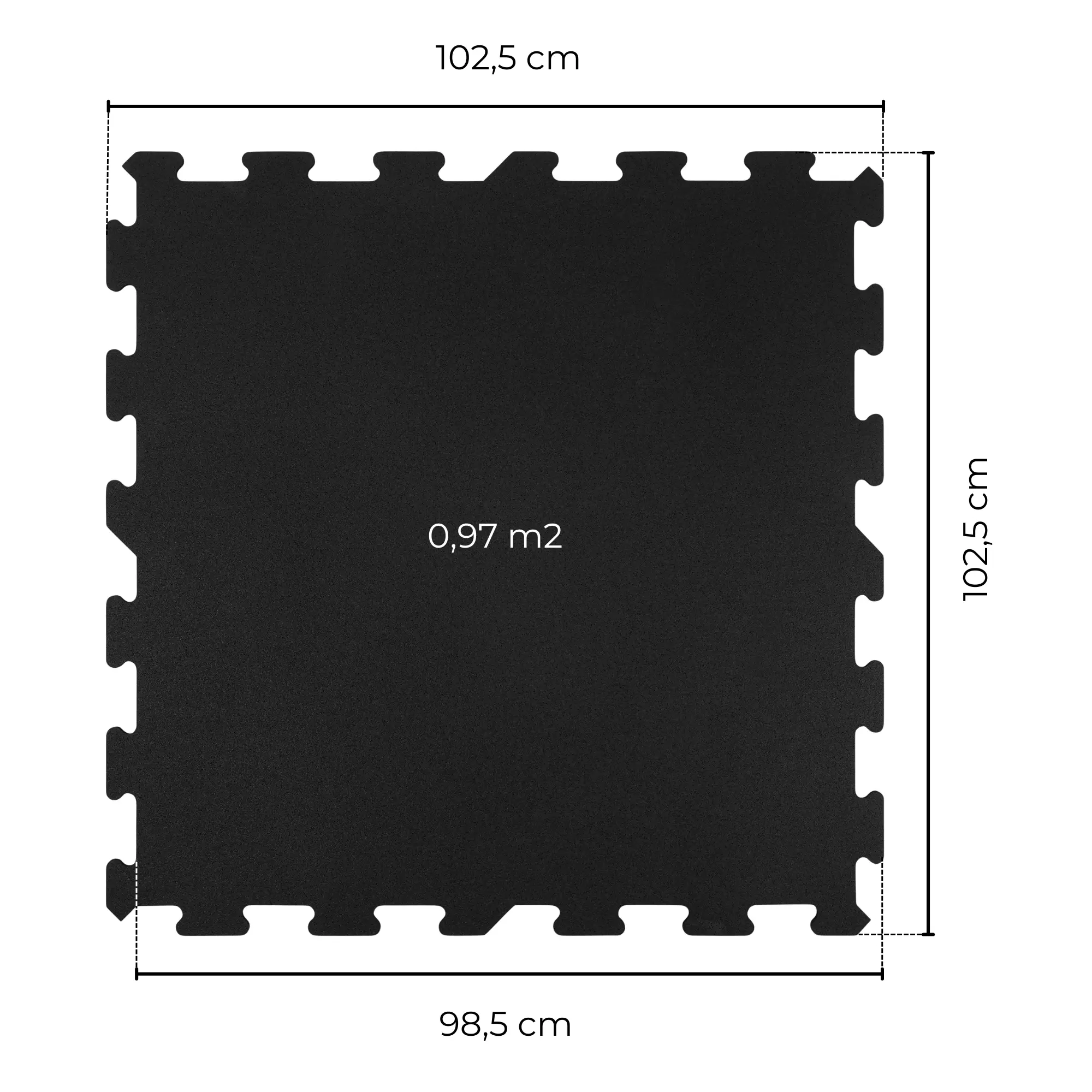 Fitness Puzzle Matte Elevate 102x102 cm mit genauen Maßen