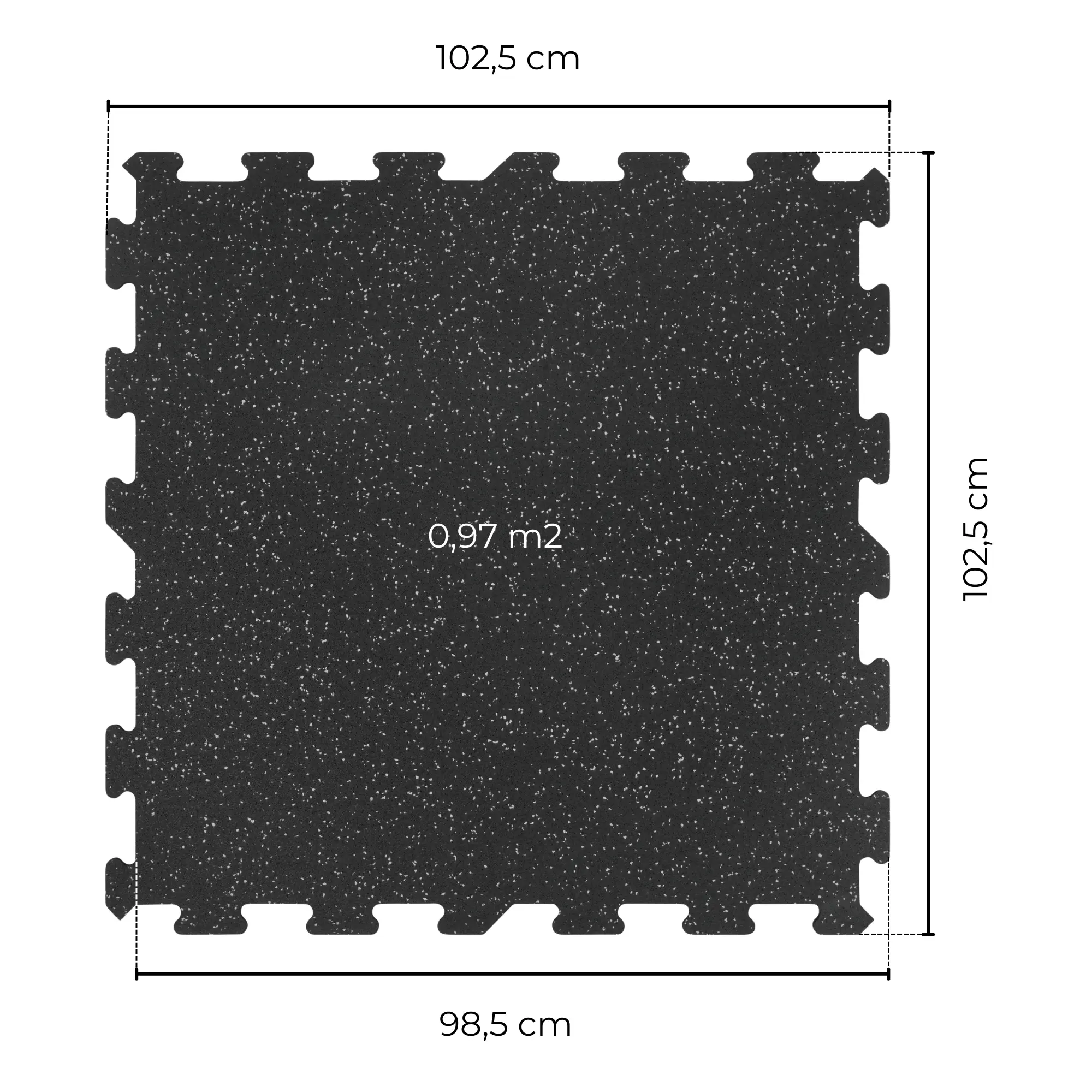 Technische Zeichnung der Puzzlematte PRO Slim Mosaic 102x102 cm
