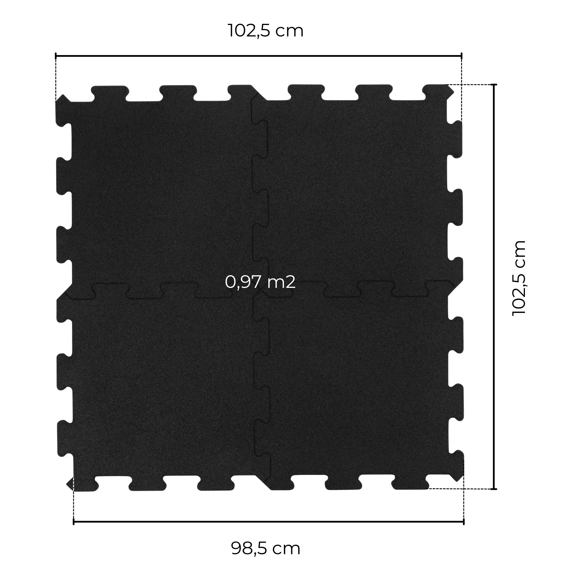 Fitness Puzzle Matte Elevate 102x102 cm mit genauen Maßen