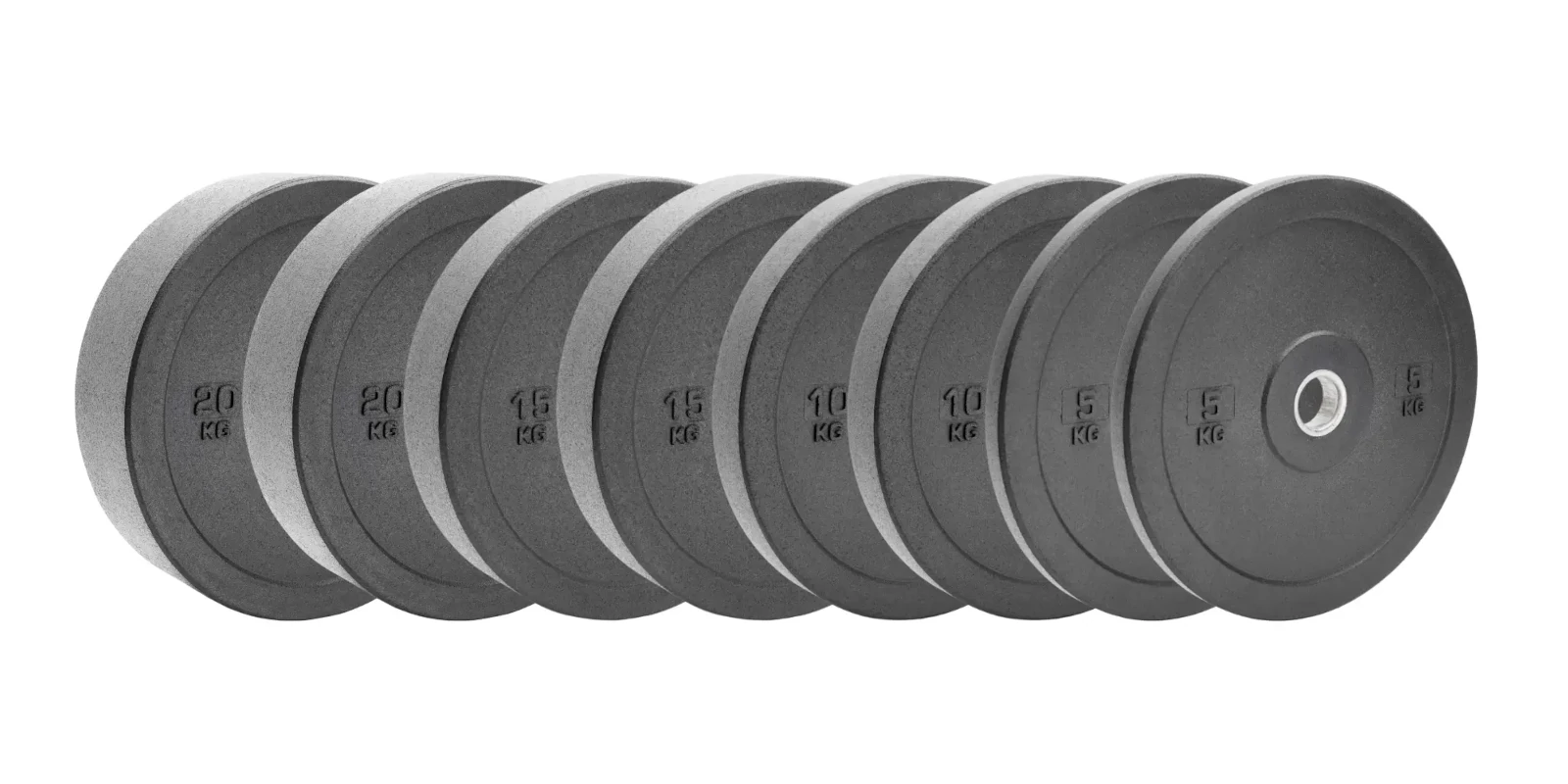 Bumper Essential 100kg Olympia-Gewichtsset - Horizontale Ansicht des Sets